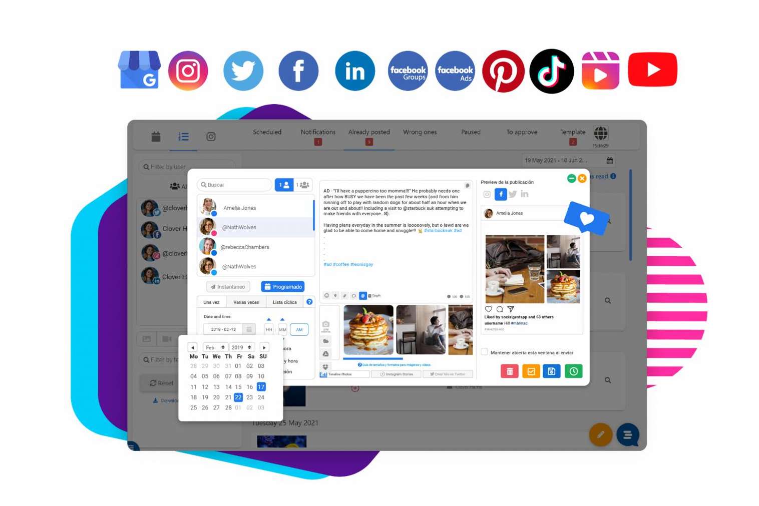 Programar los vídeos de Instagram Reels y TikTok con SocialGest